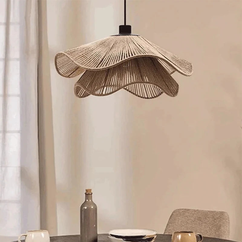 Suspension Vagues Tissu Blanc Sculptural Design - Chambre Salon Cuisine — Lumio