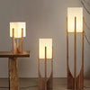 Lampadaire Géométrique Bois Naturel Minimaliste Design - Salon Bureau Chambre — Hexo