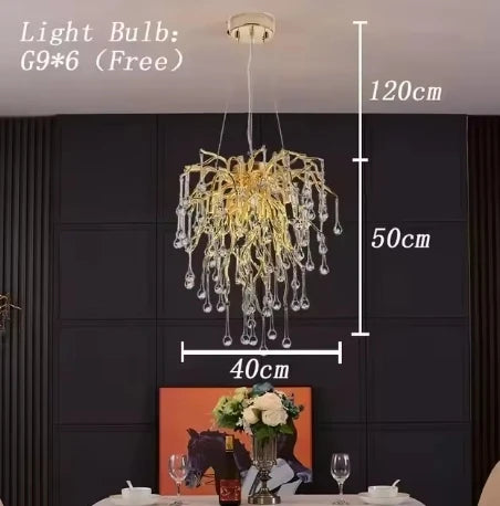 Randi Cascade Cristal et Métal Doré Luxueux