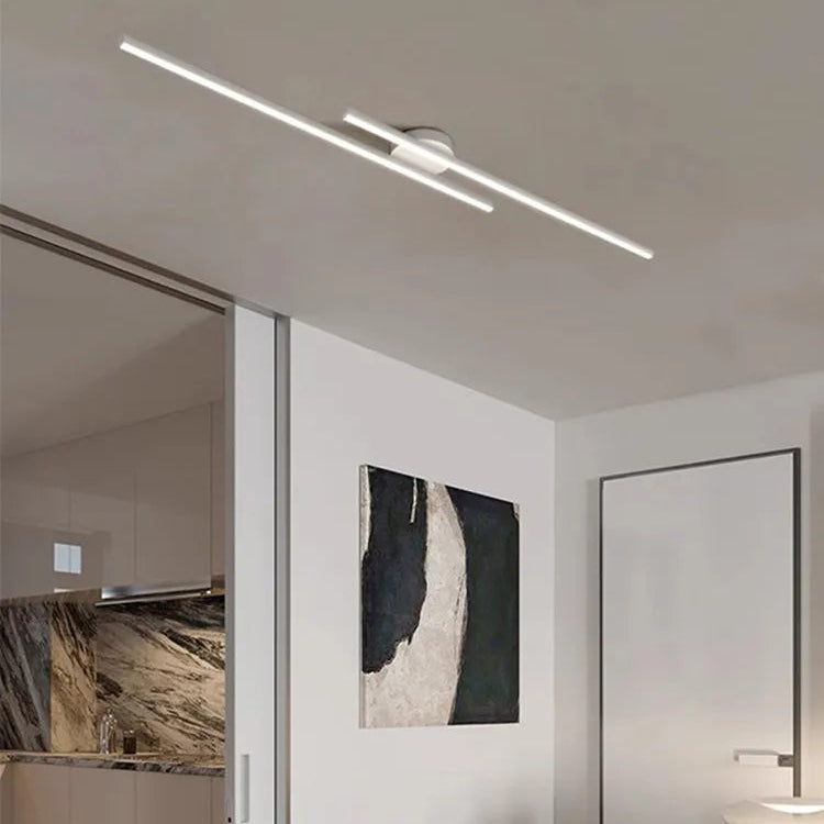 Plafonnier Linéaire Métal Noir Minimaliste Design Moderne - Salle de Bain Salon Chambre — Aase