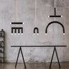 Suspension Arches Bois et Métal Bleu Art Déco - Salon Salle à Manger Chambre — Arceau