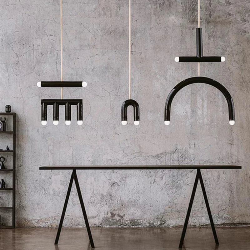 Suspension Arches Bois et Métal Bleu Art Déco - Salon Salle à Manger Chambre — Arceau