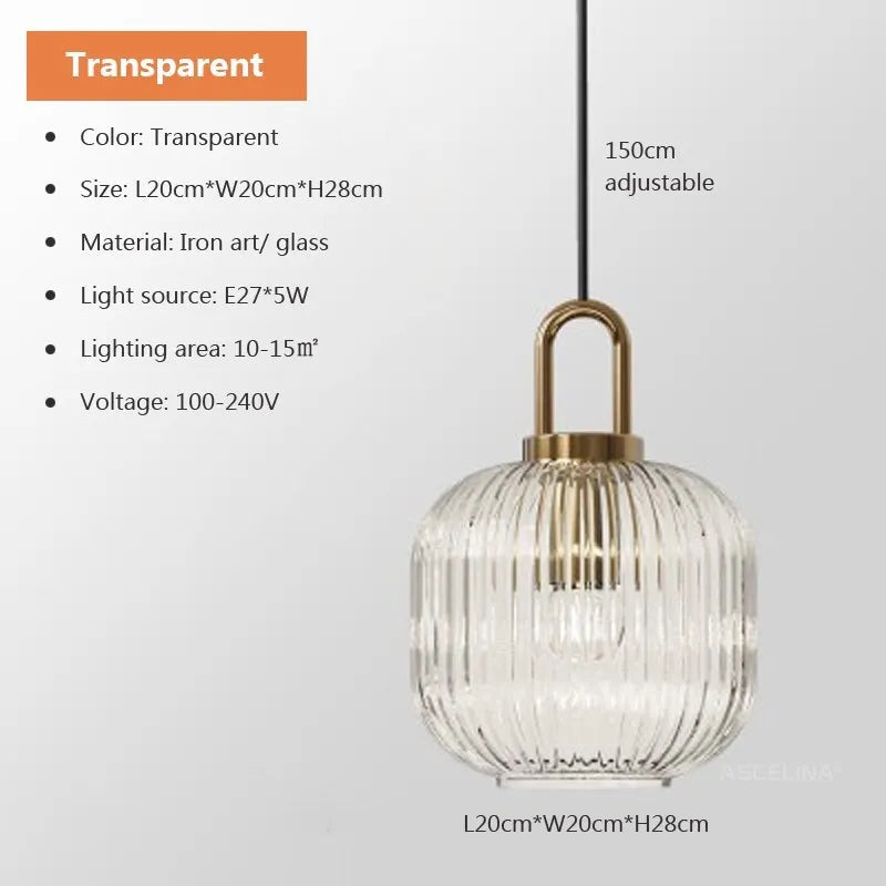 Euphrosyne Cylindre Verre Strié et Laiton Doré B