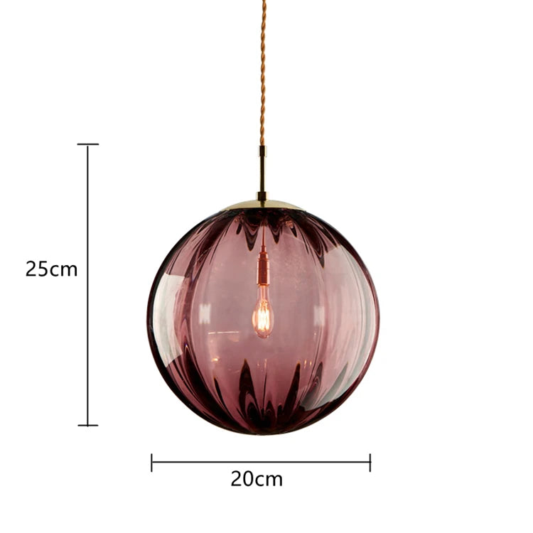 Suspension Sphère Verre Coloré et Laiton Épuré Design Boule - Cuisine Salon Salle à Manger — Mimosa