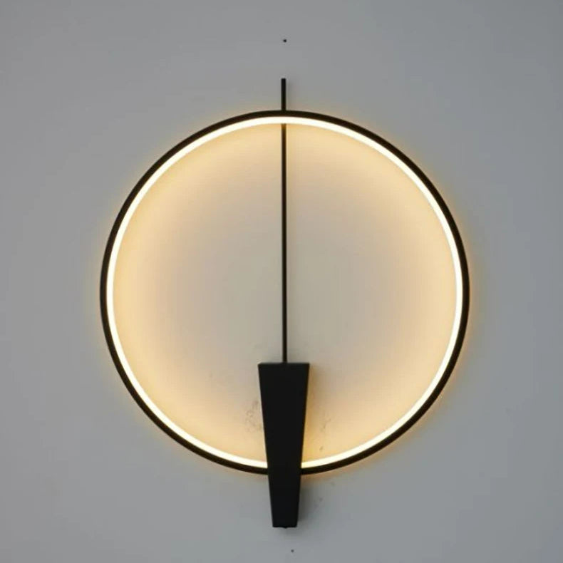 Applique Murale Anneau Métal Noir et Verre Épuré Design Moderne Noire Ronde - Chambre Salle de Bain Salon — Orbit