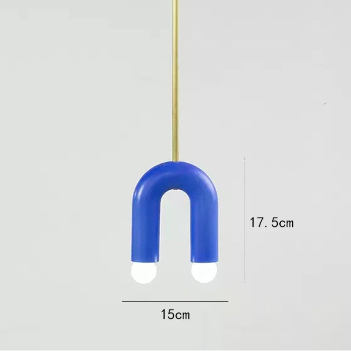Suspension Arches Bois et Métal Bleu Art Déco - Salon Salle à Manger Chambre — Arceau
