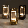 Lampe de Table Cylindre Verre Transparent et Métal Doré - Chambre Bureau Salon — Canna