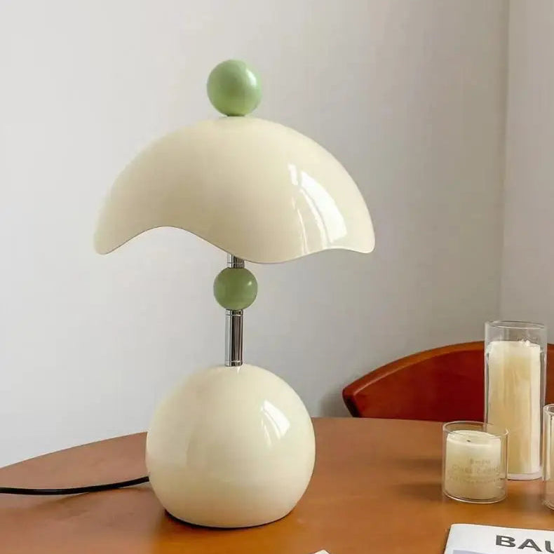 Lampe de Table Sphère Métal Blanc et Rouge Art Déco - Chambre Bureau Salon — Oxys