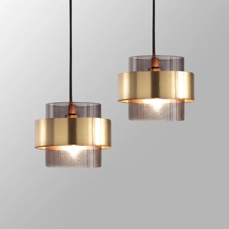 Olea Sphère Verre Soufflé Fumé et Laiton