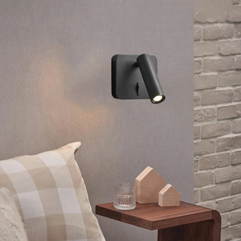 Applique Murale Cylindre Acier Noir Minimaliste Design Moderne Noire - Chambre Salle de Bain Salon — Grenat