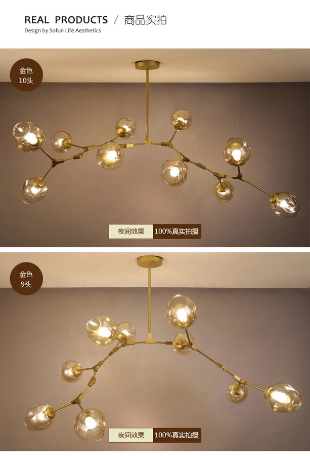 Giada Branches Verre Fumé et Laiton Doré