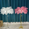 Lampadaire Feuillage Plumes Blanches et Métal Doré Art Déco - Salon Bureau Chambre — Folium