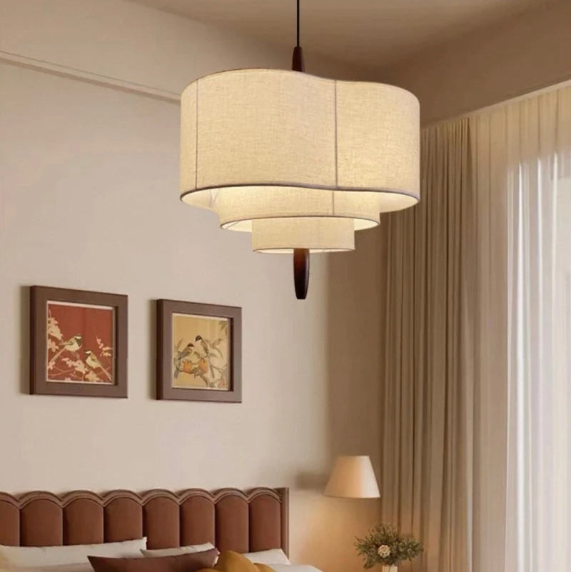 Suspension Anneaux Tissu Crème Minimaliste Design - Chambre Salon Cuisine — Onyx