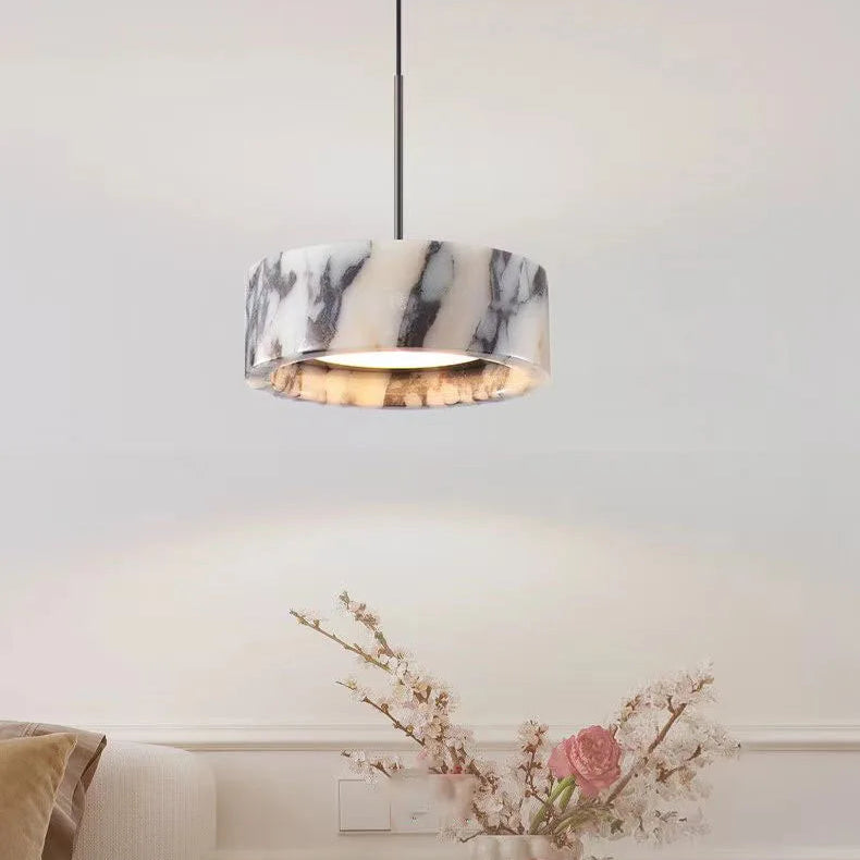 Suspension Cylindre Marbre Blanc Minimaliste Design - Chambre Salon Cuisine — Kyoto