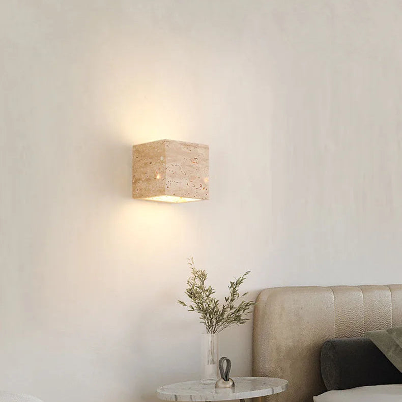 Applique Murale Demi-Sphère Céramique Beige et Bois - Chambre Salon Salle de Bain — Luna
