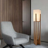 Lampadaire Géométrique Bois Naturel Minimaliste Design - Salon Bureau Chambre — Hexo