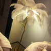 Lampadaire Feuillage Plumes Crème et Métal Doré - Salon Bureau Chambre — Folia