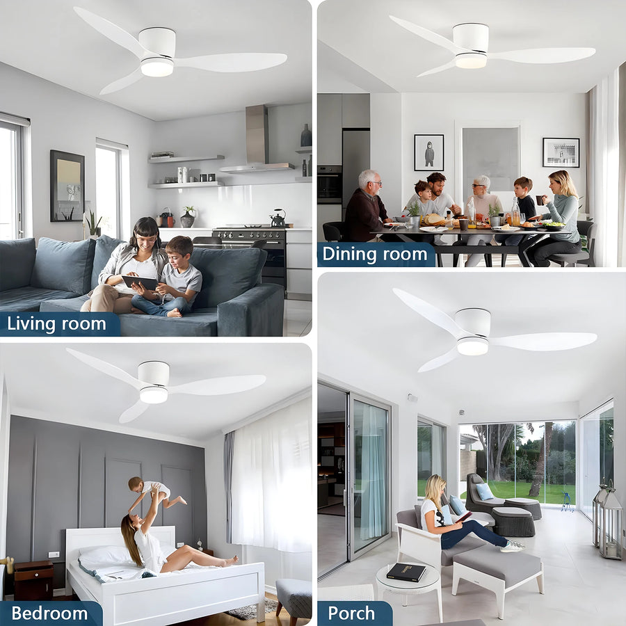 Ventilateur de Plafond Compact avec Éclairage LED