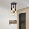 Plafonnier Ampoules Verre Ambré et Métal Noir Mat - Salle de Bain Salon Chambre — Gloire