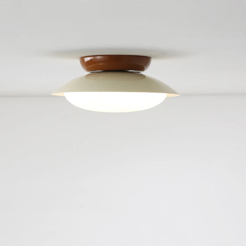 Plafonnier Soucoupe Céramique Vert Olive et Brun - Salle de Bain Salon Chambre — Lazuli