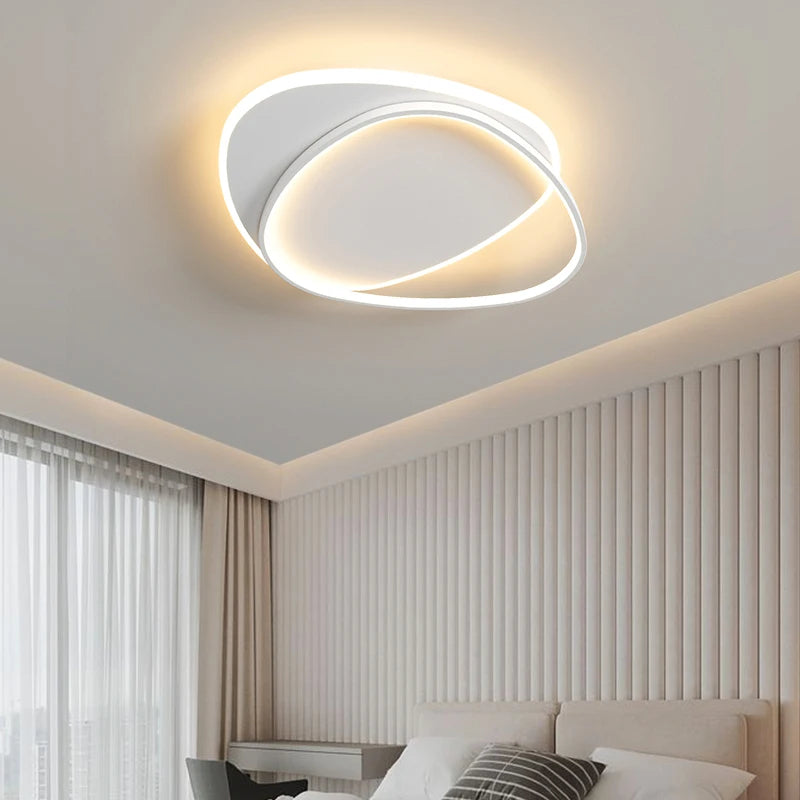 Plafonnier Anneaux Métal Noir et Blanc Minimaliste Design Moderne - Salle de Bain Salon Chambre — Horos