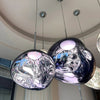 Suspension Sphère Verre Miroir Métallisé Multicolore Boule - Cuisine Salon Salle à Manger — Rhodium