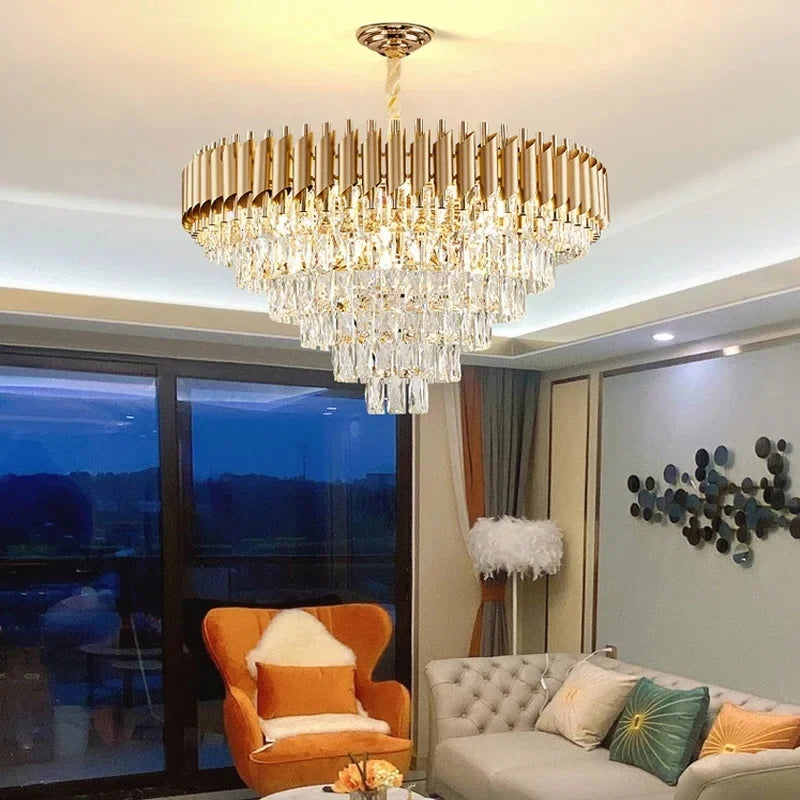 Luísa Cascade Cristal et Métal Doré Art Déco
