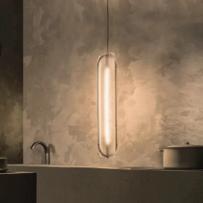 Suspension Cylindre Verre Texturé Transparent Minimaliste Design - Chambre Salon Cuisine — Fuste