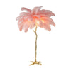 Lampadaire Feuillage Plumes Blanches et Métal Doré Art Déco - Salon Bureau Chambre — Folium