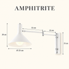 Amphitrite blanc — abat-jour Ø25 × H20 cm, platine H25 cm, bras32+22 cm