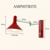 Amphitrite rouge — abat-jour Ø25 × H20 cm, platine H25 cm, bras32+22 cm
