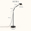 Aura — noir — tige 95 cm, bras 25 + 25 cm, base 28 cm