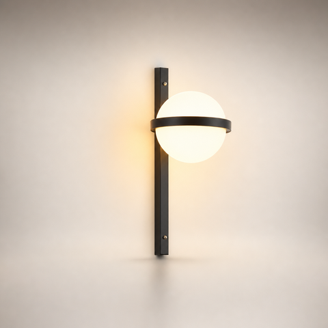 Belo Sphère Verre Opalin et Métal Noir Mat