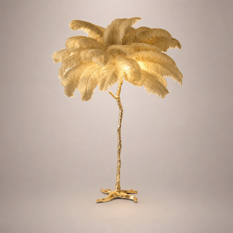 Eirene Plumes Blanches et Métal Doré Art Déco