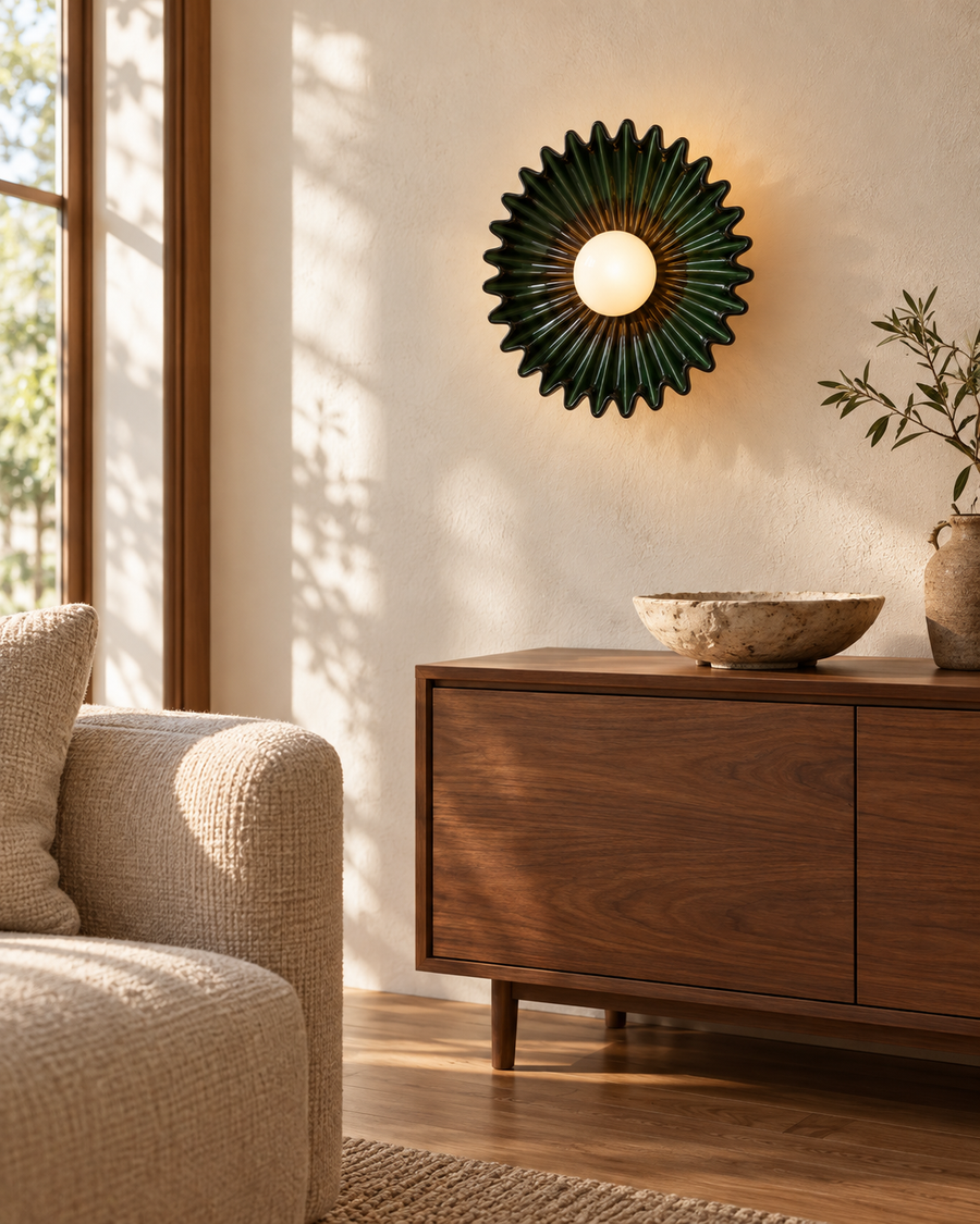 Coralia verte — mise en ambiance dans un salon