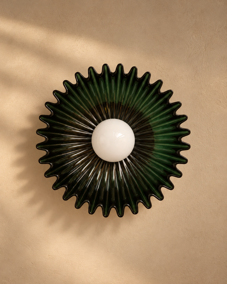 Coralia — applique florale en céramique vert
