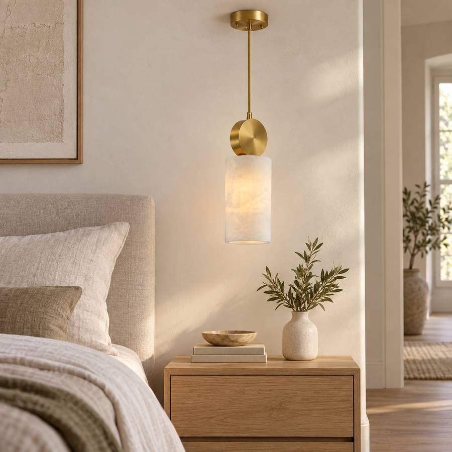 Lucca style B — suspension diamètre 12 cm et hauteur 31 cm dans une chambre