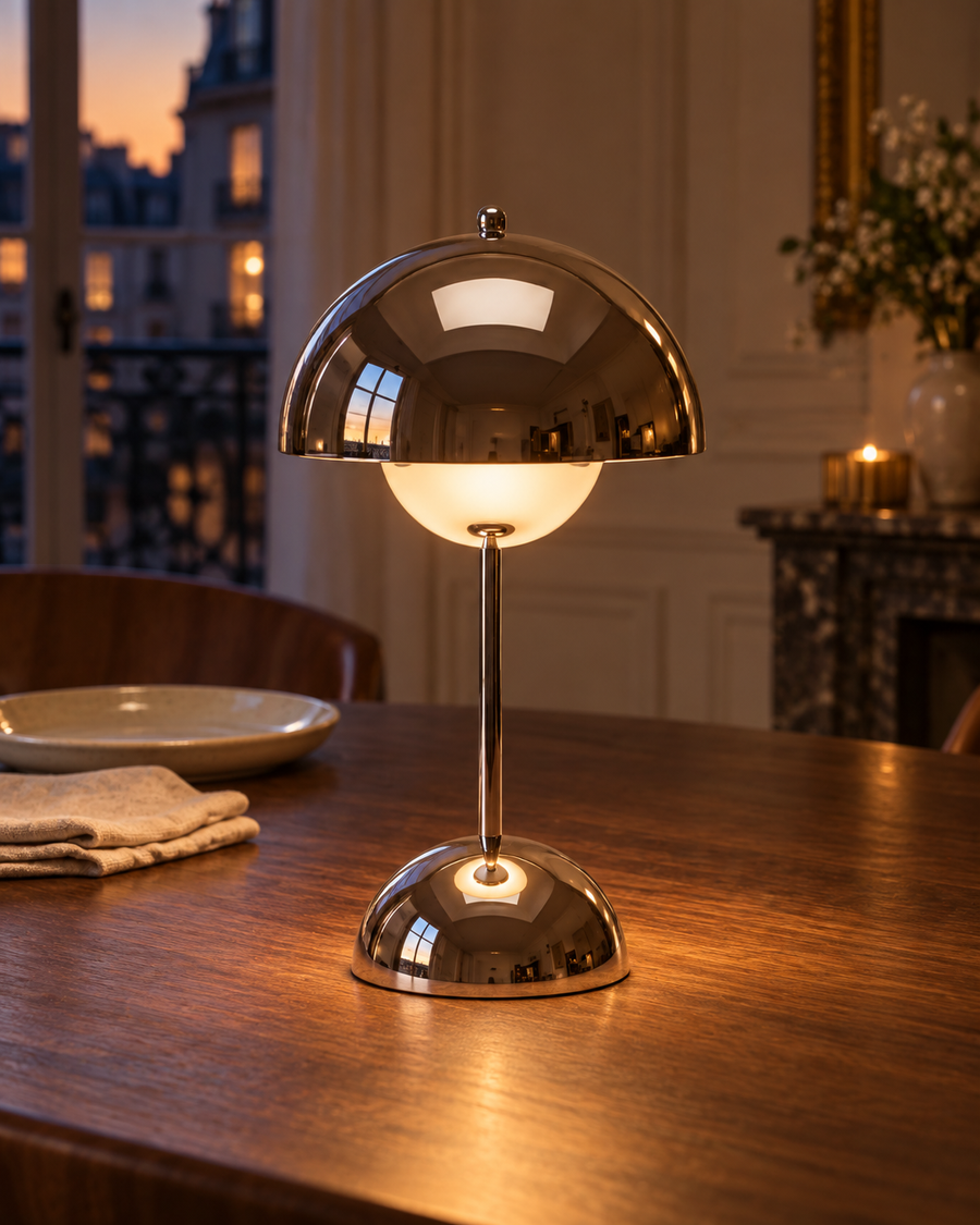 Noma argent — mise en ambiance sur une table de dîner