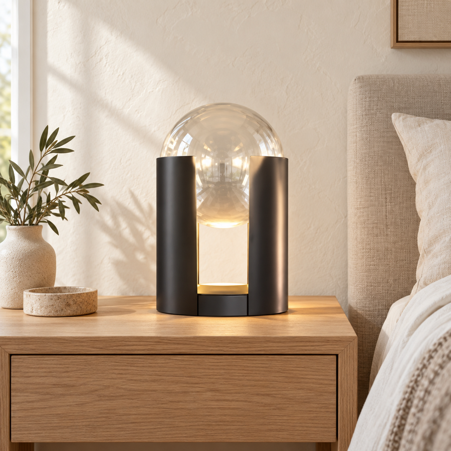 Prisme transparent 43 cm — lampe de table dans une chambre