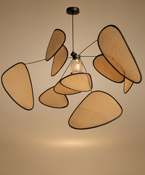 Lustre Suspension Pétales Rotin Naturel Contemporain Design - Salon Salle à Manger — Orika