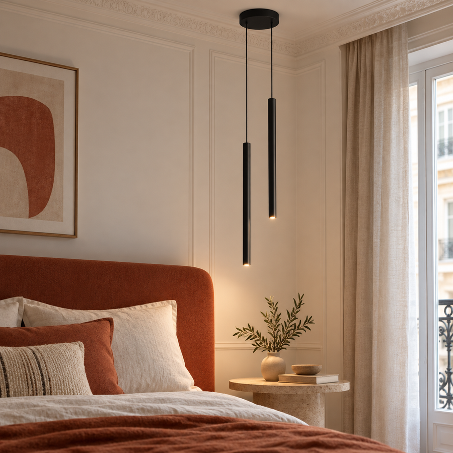 Clarté — noir mat, 2 tête(s), tube 50 cm — ambiance intérieure