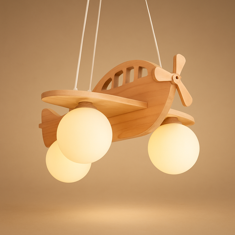 Suspension Avion Bois Naturel Enfant Ludique - Cuisine Chambre Salon — Topaze