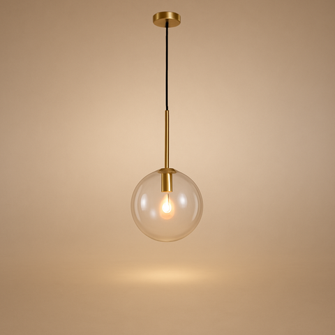 Suspension Sphère Verre Transparent et Laiton Minimaliste Design Boule - Cuisine Salon Salle à Manger — Acrux