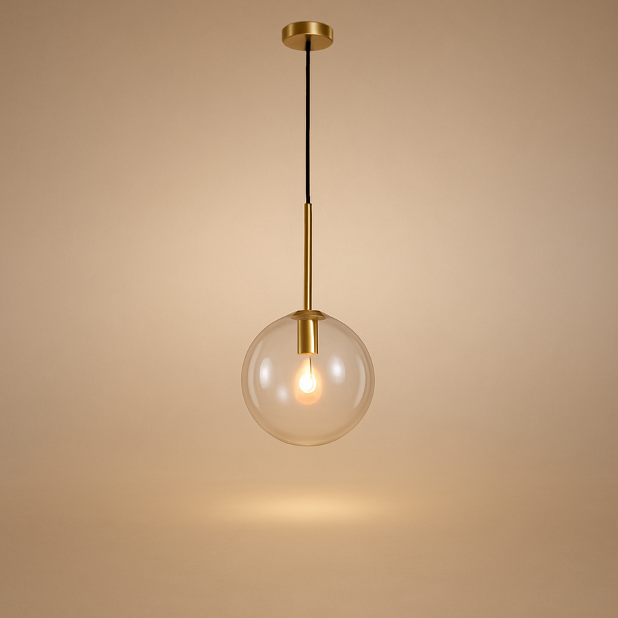 Suspension Sphère Verre Transparent et Laiton Minimaliste Design Boule - Cuisine Salon Salle à Manger — Acrux