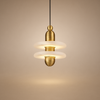 Suspension Cylindre Laiton et Marbre Blanc Art Déco - Chambre Salon Cuisine — Arabella