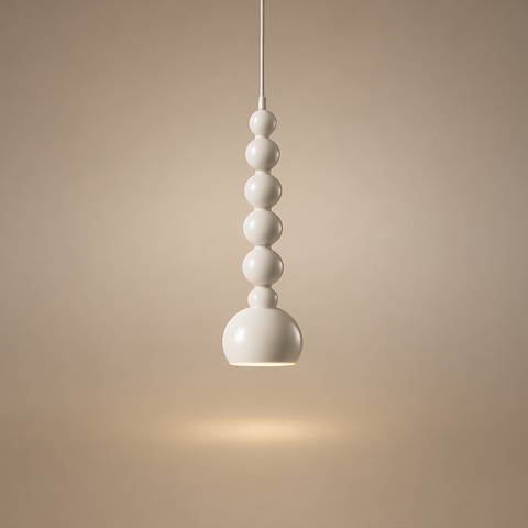 Suspension Pétales Tissu Marron et Boules Opalescentes - Chambre Salon Cuisine — Flore