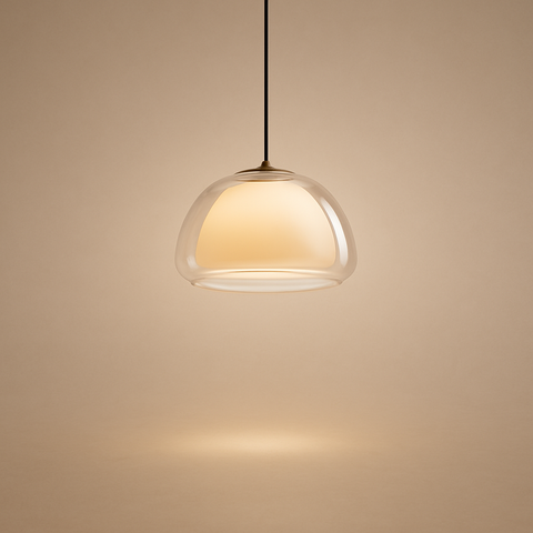 Suspension Niveaux Verre Opalin Blanc et Laiton - Chambre Salon Cuisine — Stratéo