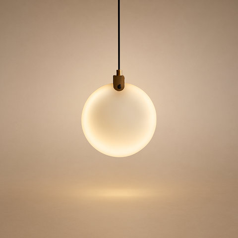 Suspension Sphère Verre Opalin et Laiton Minimaliste Design Boule - Chambre Salon Cuisine — Pulsar
