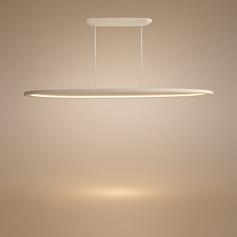 Lustre Suspension Anneau Métal Blanc Épuré Wabi-Sabi Design - Salon Salle à Manger — Cerco