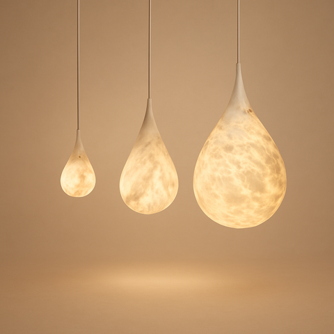 Suspension Goutte Albâtre Blanc Minimaliste Design - Cuisine Salon Salle à Manger — Larme